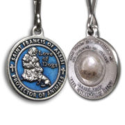 Saint Francis Blue Enameled Dog Medal with Assisi Soil